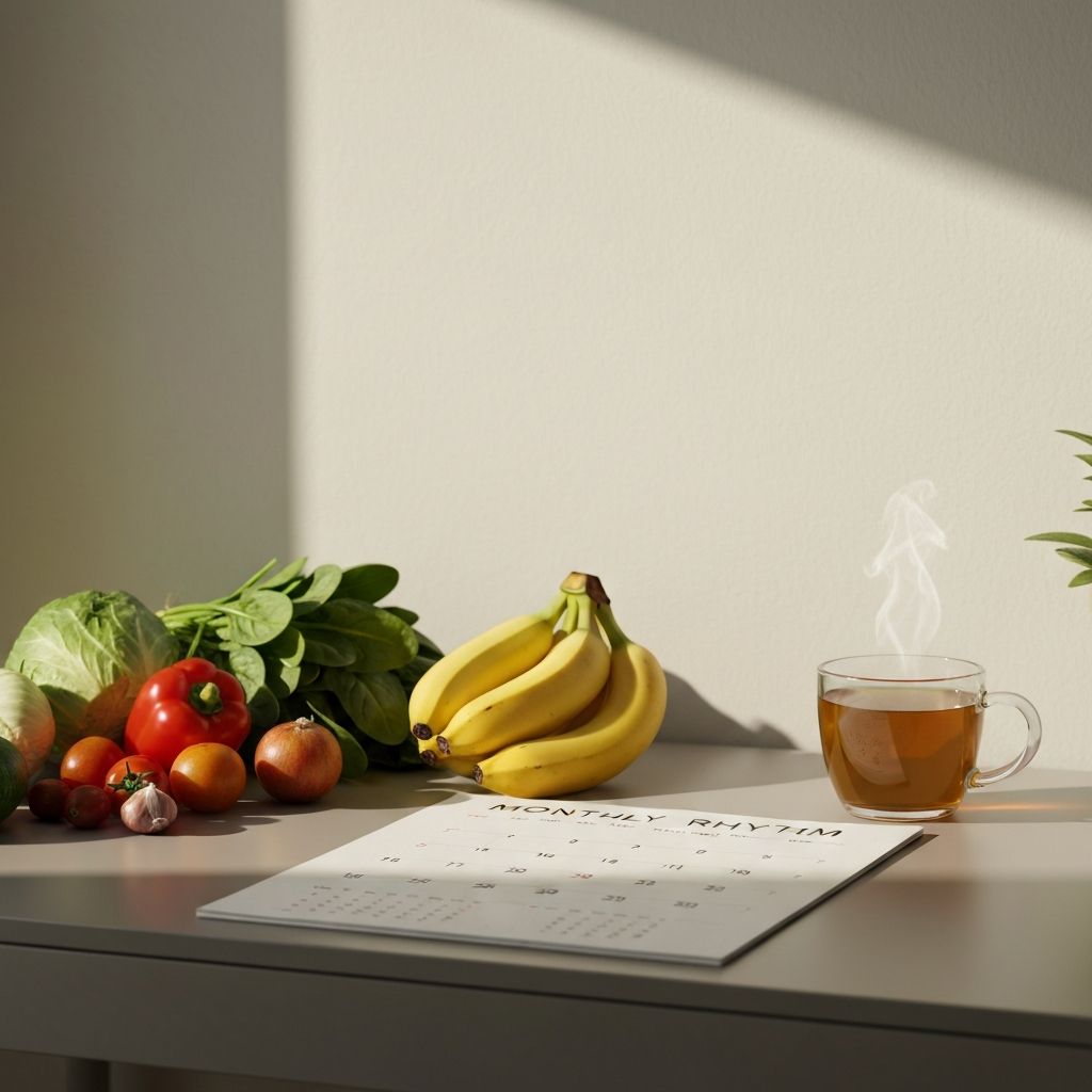 Wochenplaner mit frischen Zutaten und Getränken